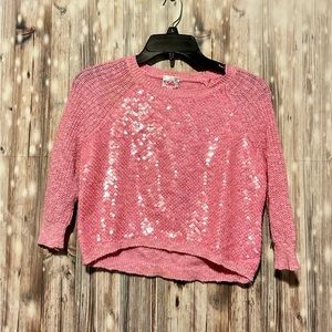 Justice Girls Pink Sequin Sweater Top Size 12